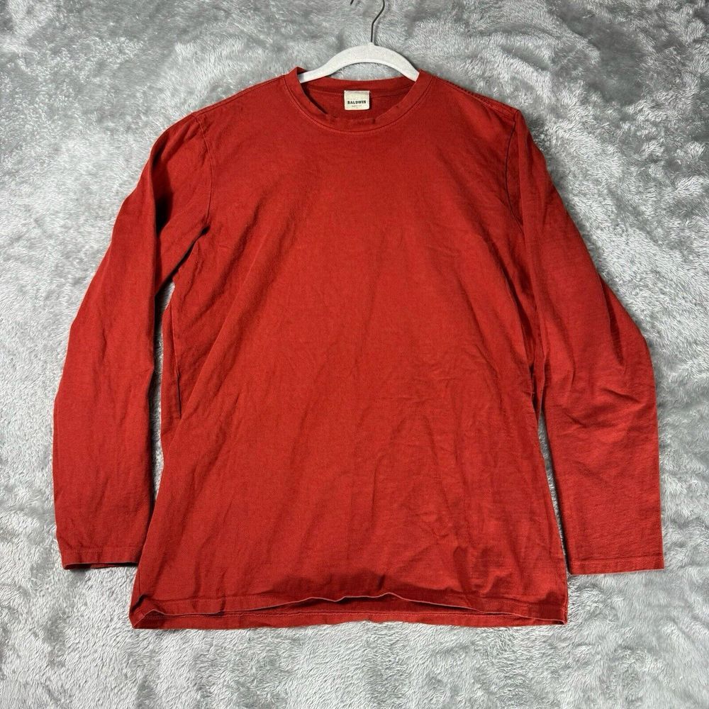 Baldwin Kansas City Long Sleeve Cotton Shirt Mens S Red Made in USA Modern‎